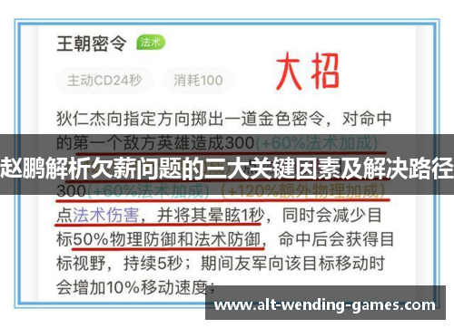 赵鹏解析欠薪问题的三大关键因素及解决路径