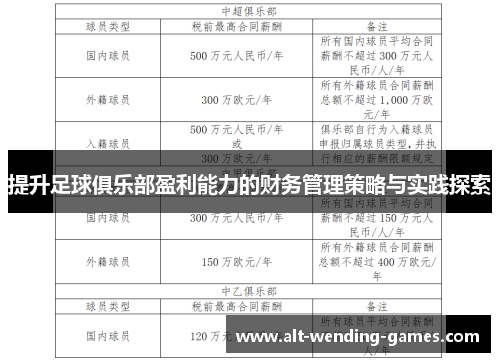 提升足球俱乐部盈利能力的财务管理策略与实践探索